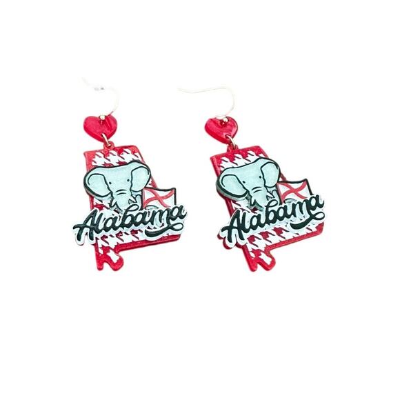 Roll Tide Beaded Earrings - Alabama Earrings - Game Day Earrings - Picture 1 of 2